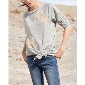 Anthropologie Sweatshirt Akemi + Kin Women's Beaded Tiger Tie Knot Front